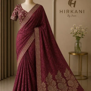Wine Maroon Banarasi Silk Saree