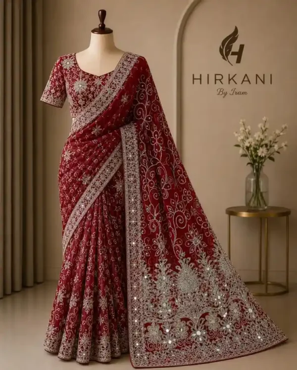 Shahnoor Deep Red Banarasi Silk Saree