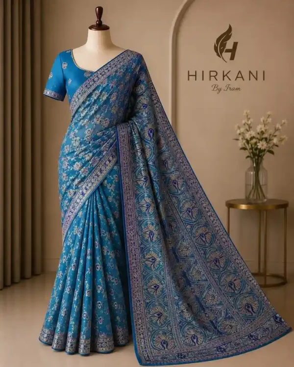 Saanjh Azure Blue Banarasi Silk Saree